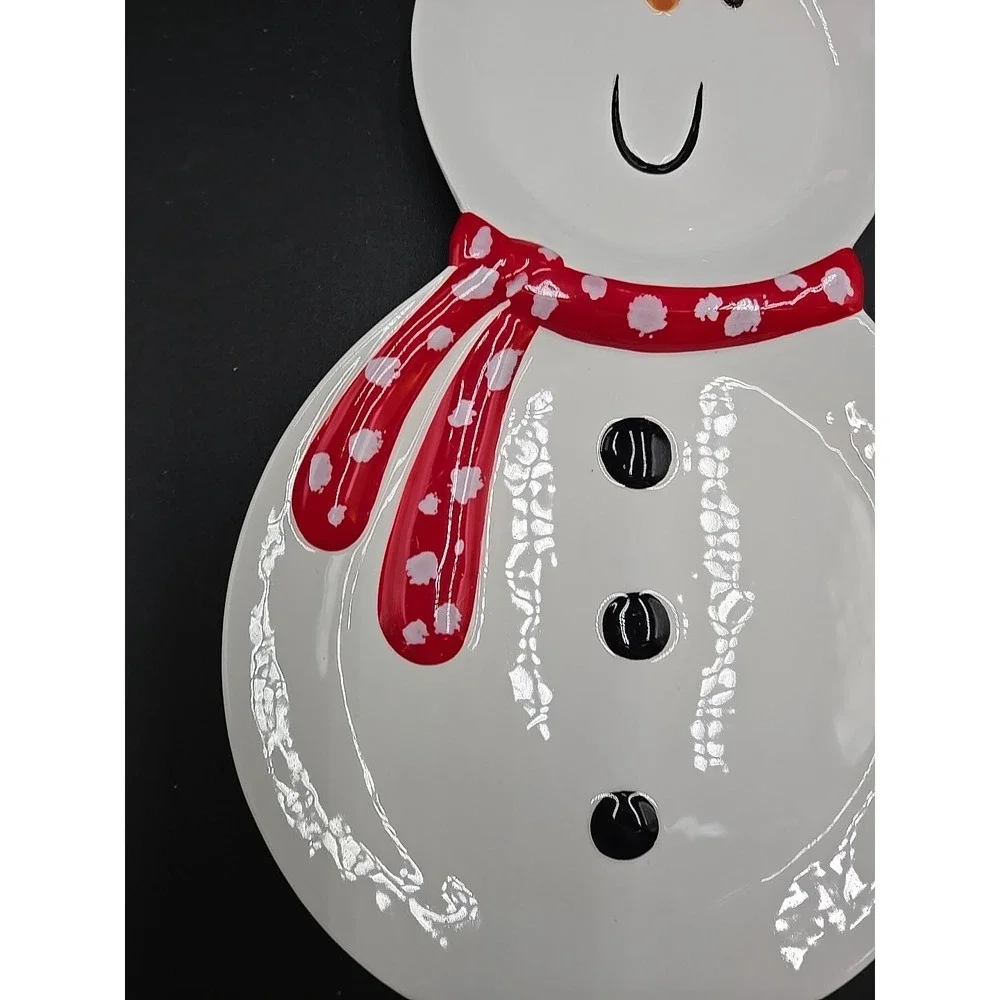 Snowman Red White Snack Plate Cup Mug. Christmas Seasonal Department 56 w/box‎